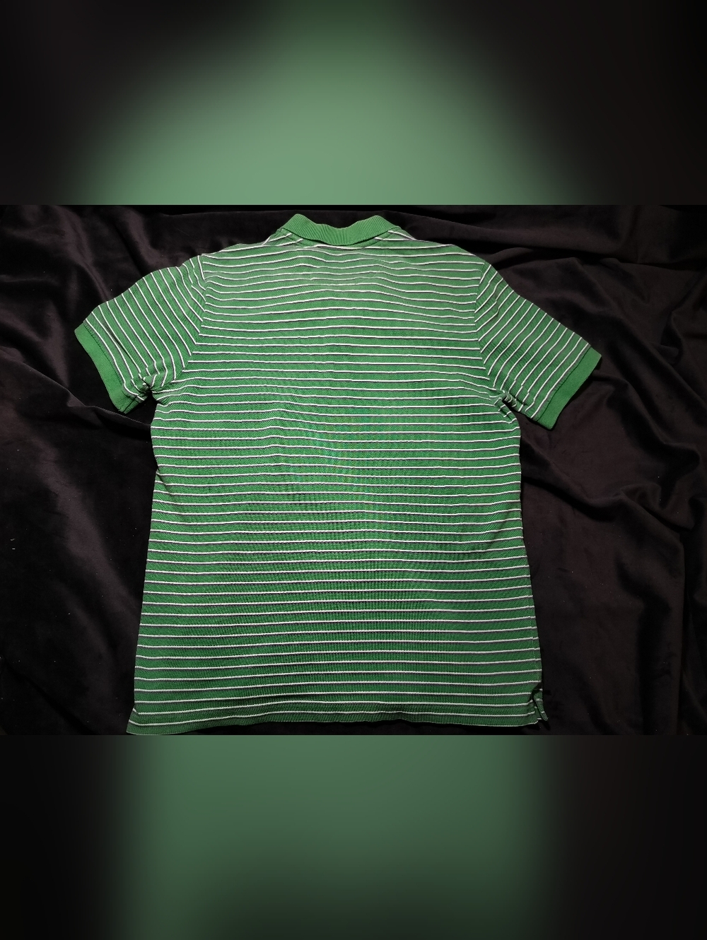 Chaps 100% Cotton Men's Green Polo Shirt With White & Purple Stripes - Medium - Picture 7 of 9